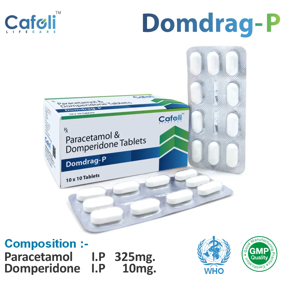 Domperidone (10mg) + Paracetamol (325mg) Tablet at Best Price in PCD Pharma Franchise for Gastrointestinal and Nausea Relief, Pain Relief.